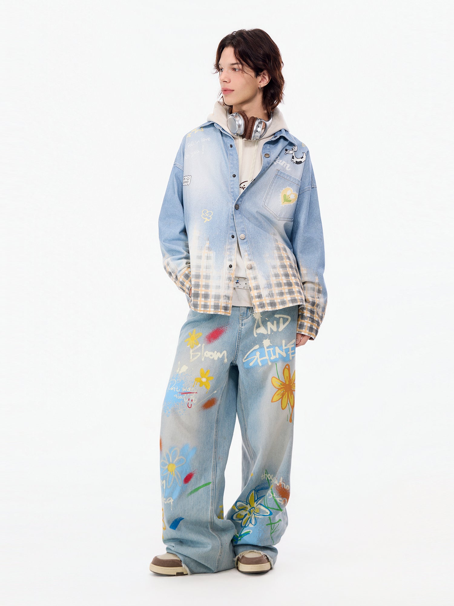 WASHED LOOSE-FIT STRAIGHT-LEG JEANS