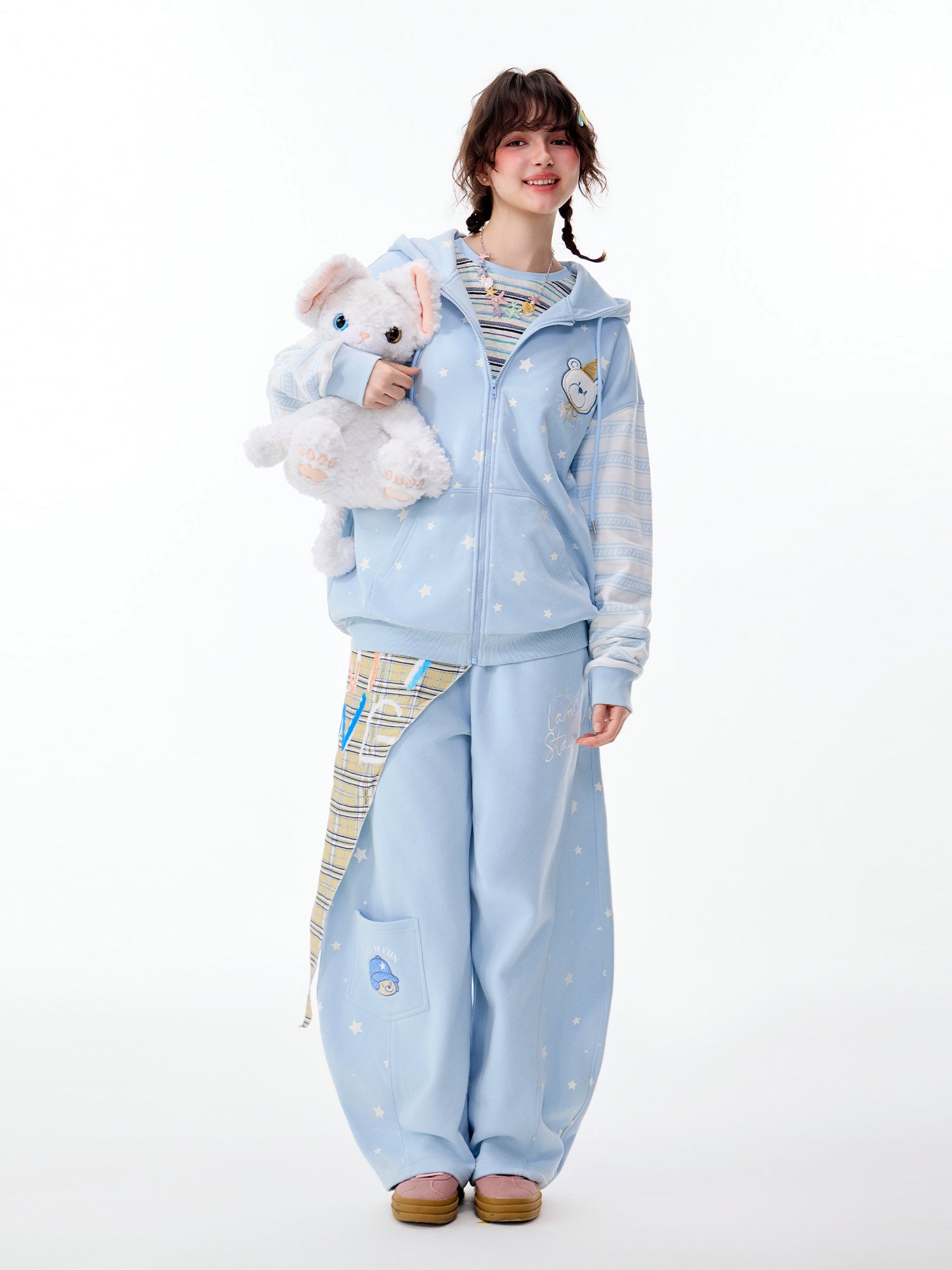 STAR PRINT BEAR ZIP HOODIE