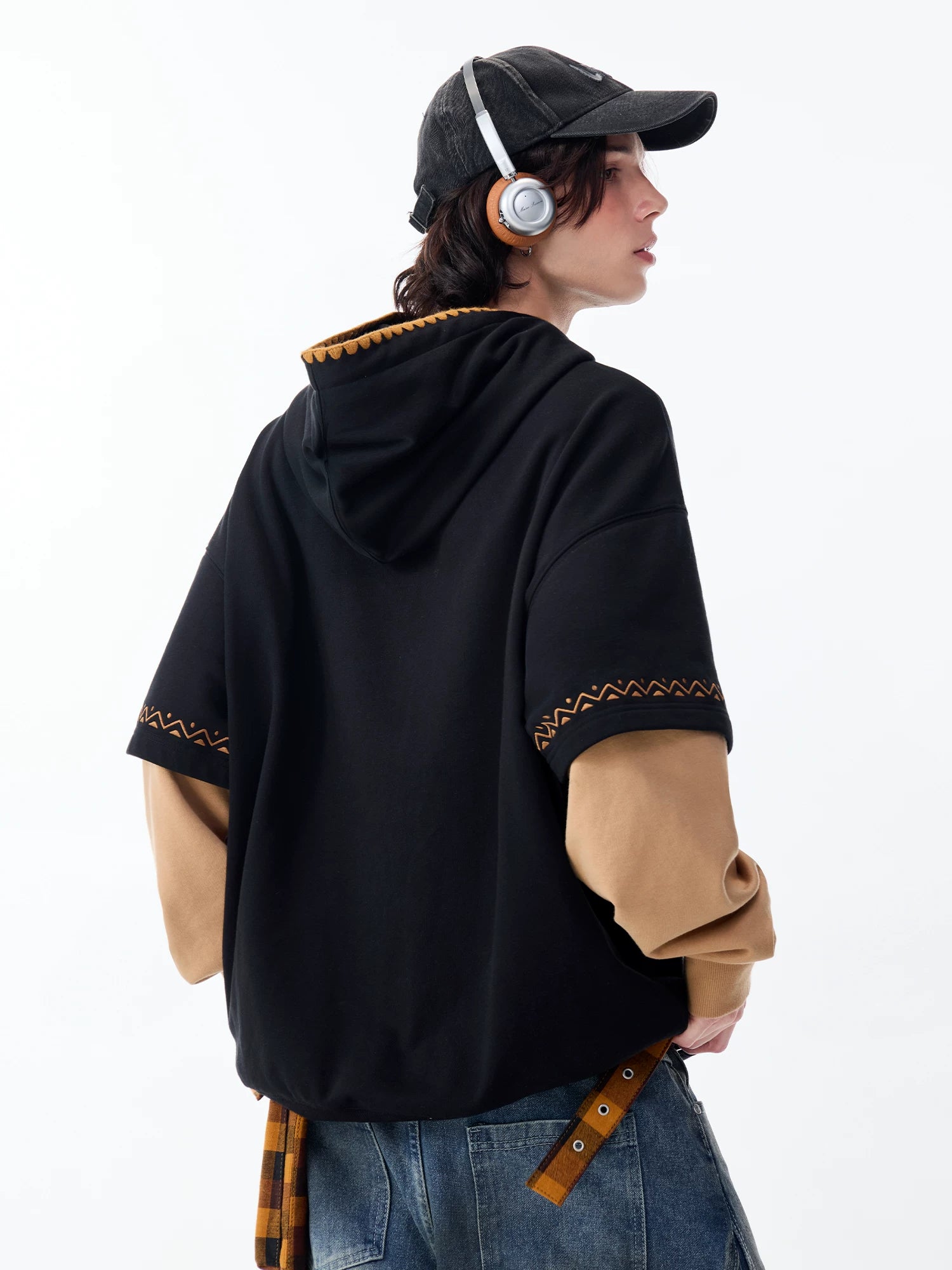 Lamlicka Vintage Ethnic Totem Faux Two - Piece Pullover Hoodie Oversized - Hoodies & Sweatshirts - LAMLICKA