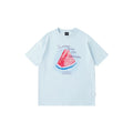 LAMLICKA Fun watermelon print short - sleeved t - shirt - LAMLICKA - Blue - green (free cloud brooch) - 2XL fits 175 - 100kg - 5934180571081
