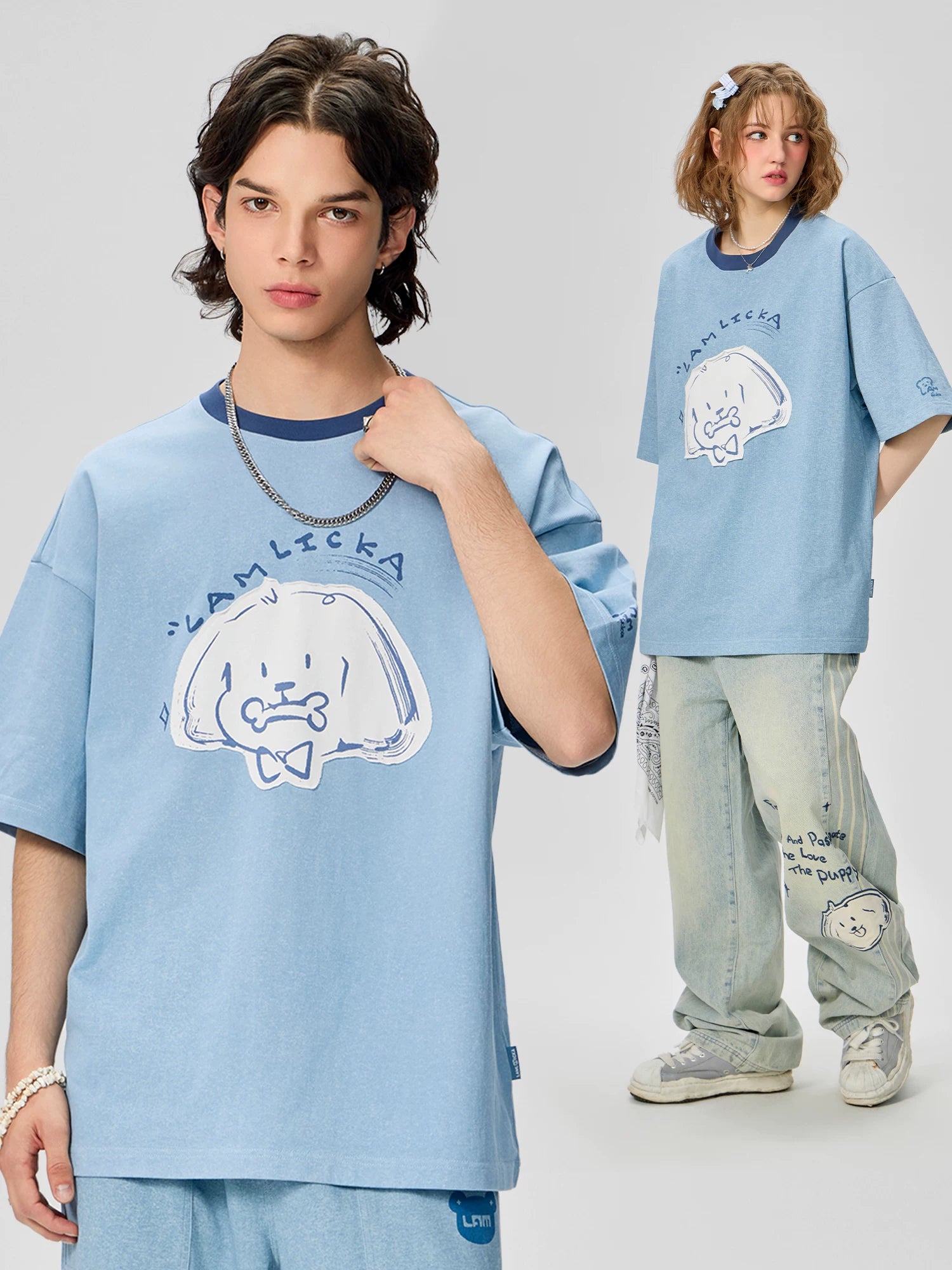 TEE-SHIRT ÉPAIS PUPPY PATCH BLEU