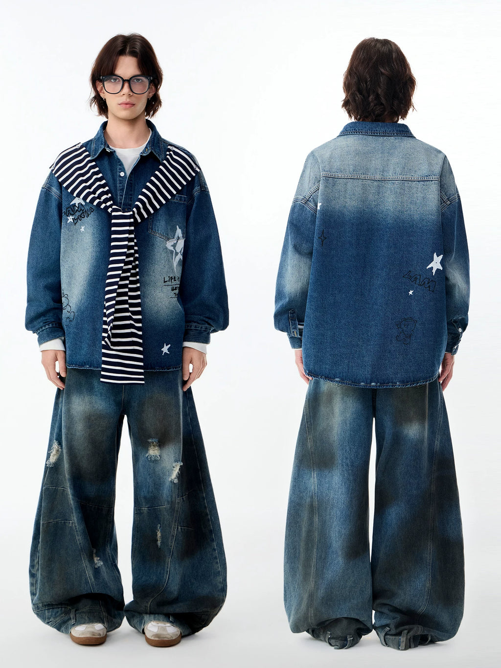 Lamlicka Elevate Your Style with the Striped Denim Overshirt for Men - LAMLICKA