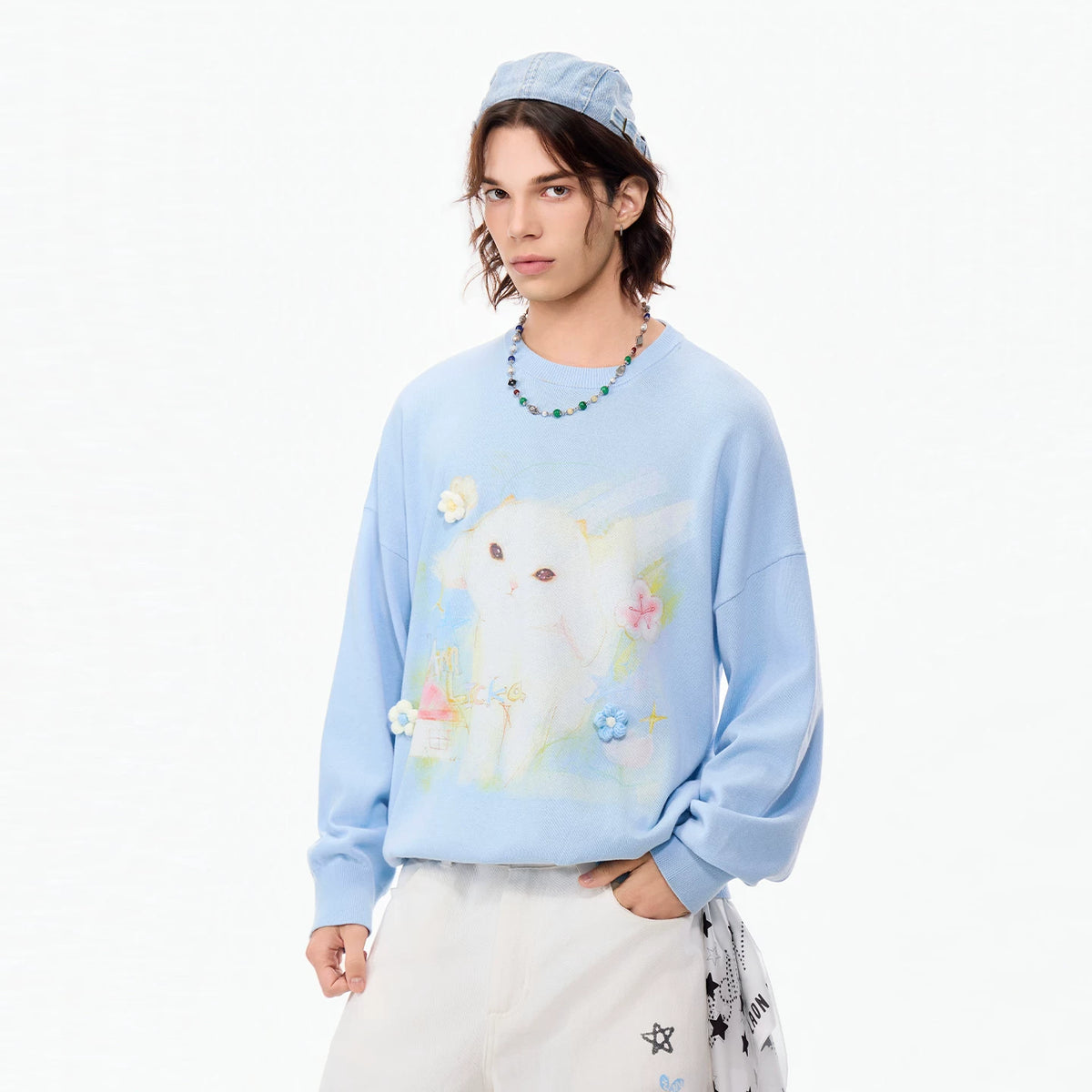 LAMLICKA sheep print relaxed-fit crewneck sweater, product image 8