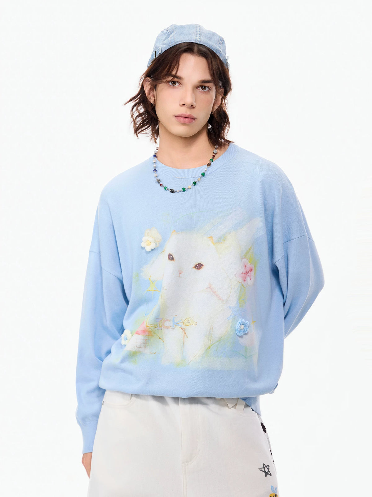 LAMLICKA sheep print relaxed-fit crewneck sweater, product image 3