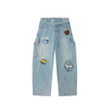 LAMLICKA Wide-Leg Denim Pants | American Streetwear Baggy Jeans