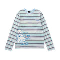 Lamlicka Vintage Stripe Cat Graphic Long Sleeve Cotton Tee - Tops - LAMLICKA - Blue - L
