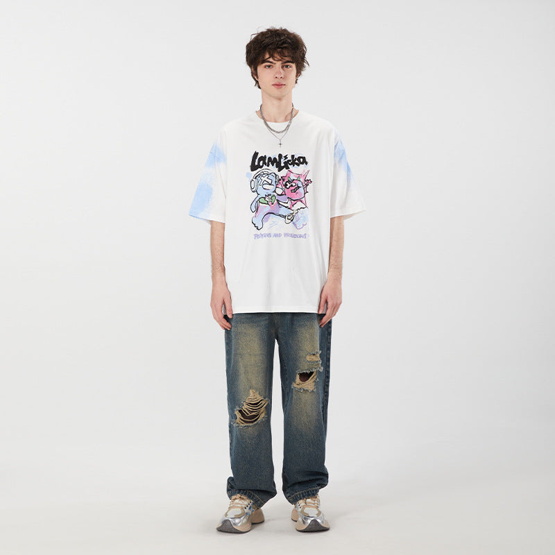 Lamlicka Stylish Cartoon Monster Graphic T - Shirt for Casual Summer Vibes - LAMLICKA