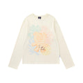 Lamlicka Bear Print Cotton Linen Sheer Overlay Long Sleeve Top - Tops - LAMLICKA - Beige - L