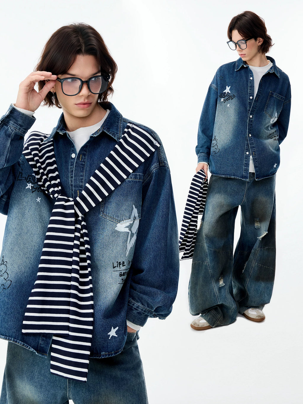 Lamlicka Elevate Your Style with the Striped Denim Overshirt for Men - LAMLICKA