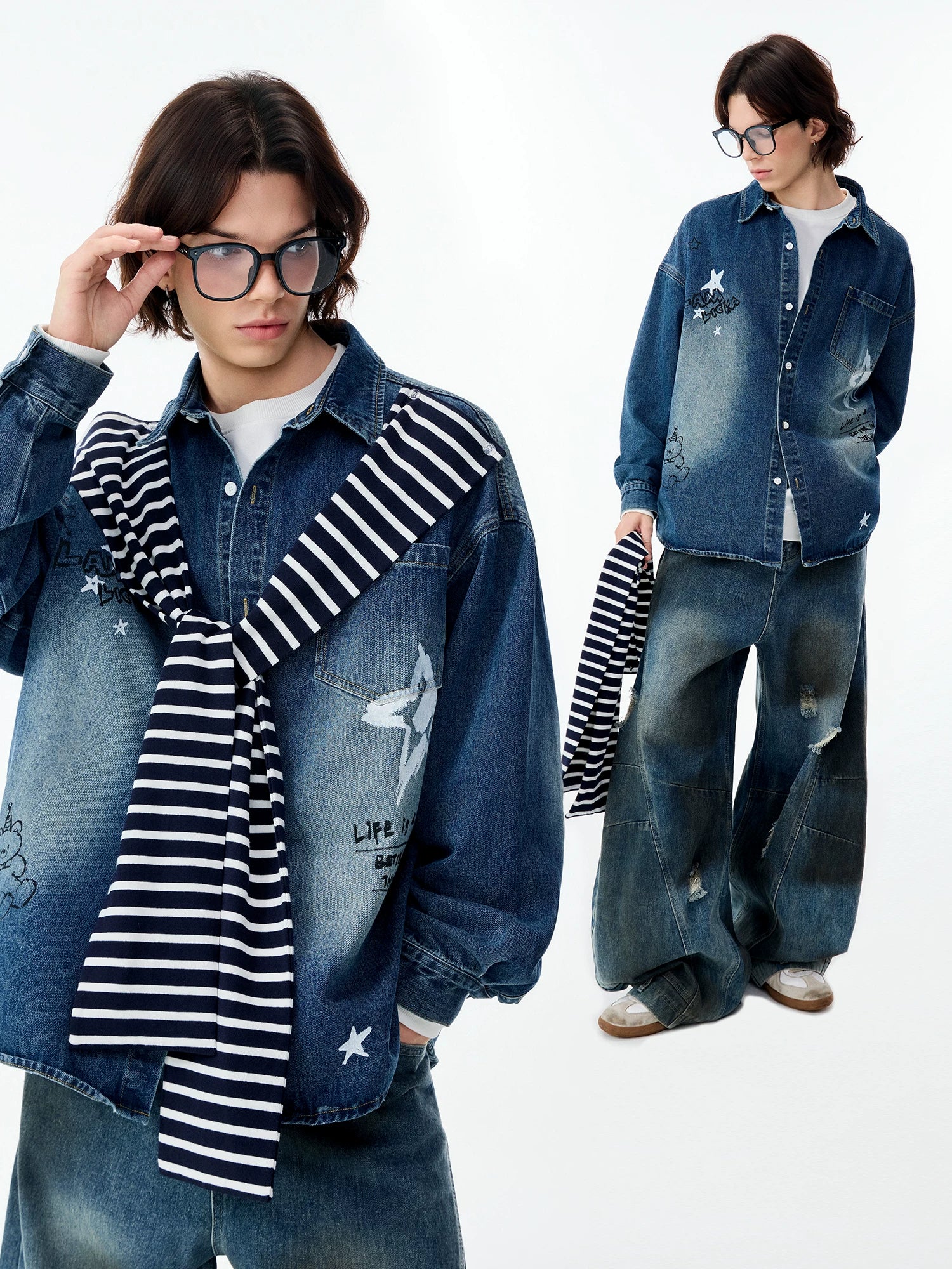 Lamlicka Elevate Your Style with the Striped Denim Overshirt for Men - LAMLICKA