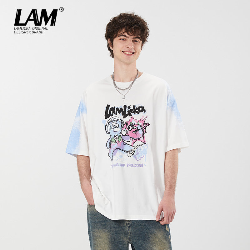 Lamlicka Stylish Cartoon Monster Graphic T - Shirt for Casual Summer Vibes - LAMLICKA