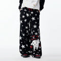 Lamlicka All - Over Star Print Wide - Leg Casual Pants with Dog Graphic - Pants - LAMLICKA - Black - XL