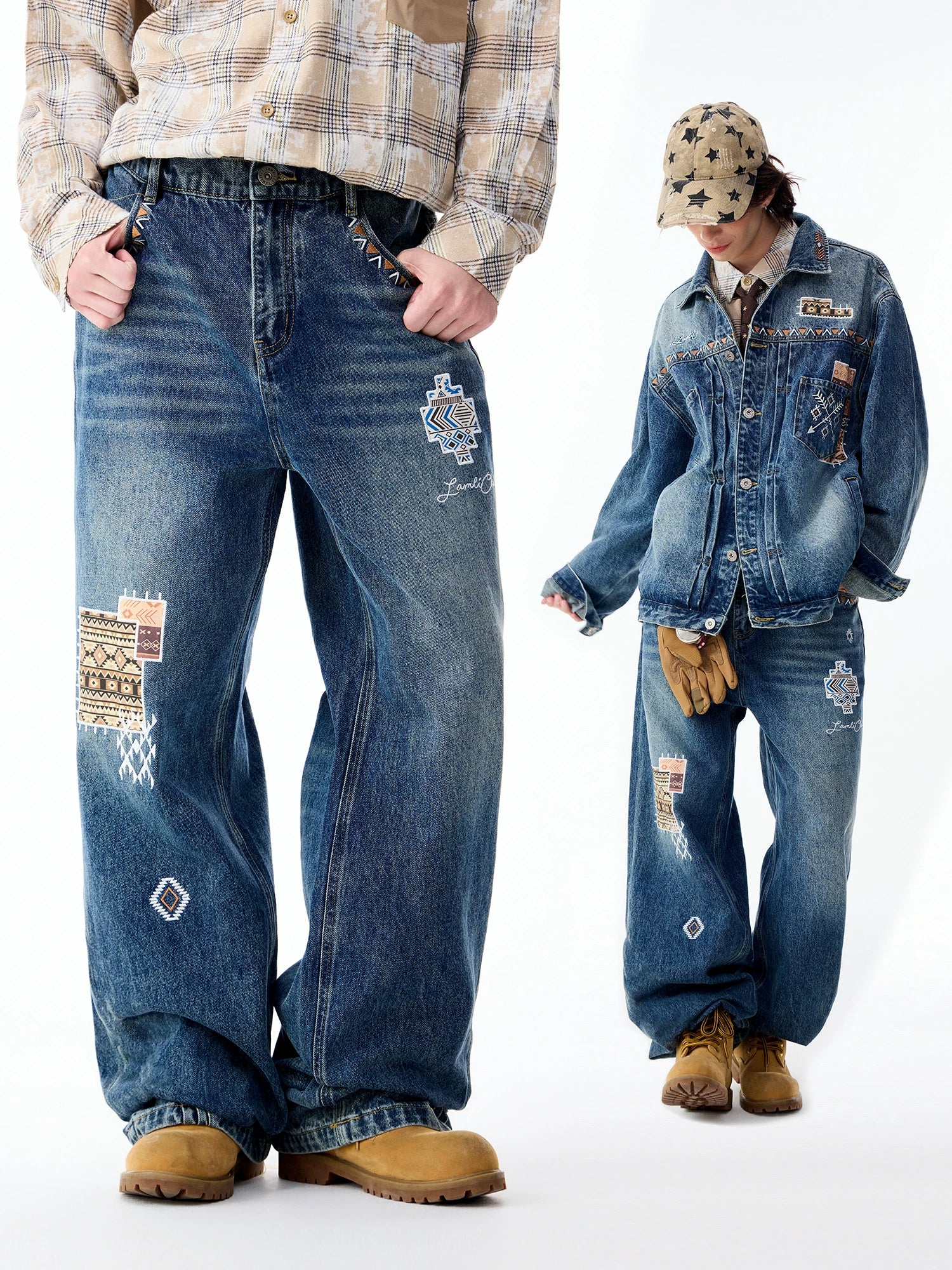 LAMLICKA Unique Hand - Painted Blue Denim Jacket - Elevate Your Autumn Style - LAMLICKA