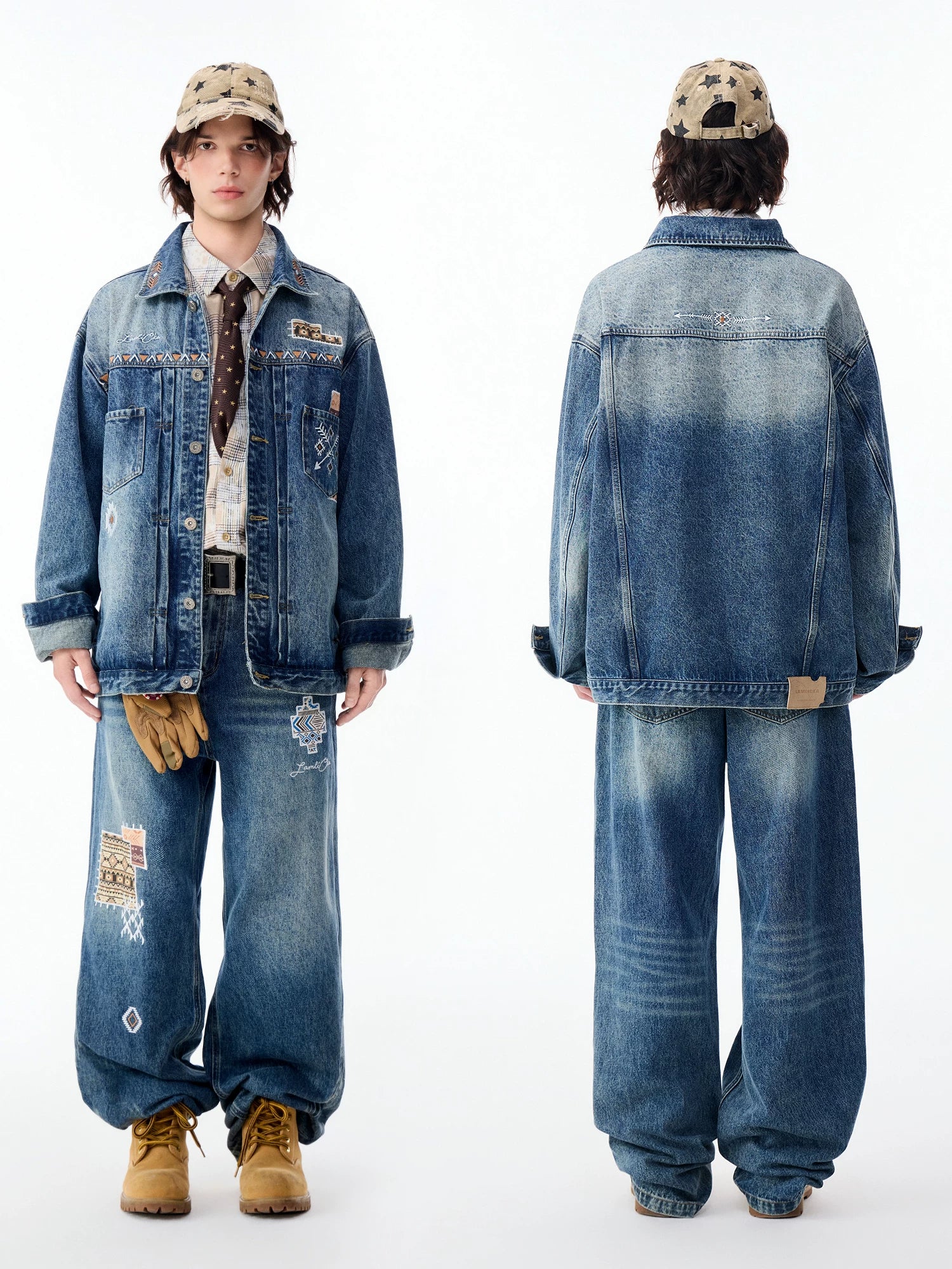 LAMLICKA Unique Hand - Painted Blue Denim Jacket - Elevate Your Autumn Style - LAMLICKA