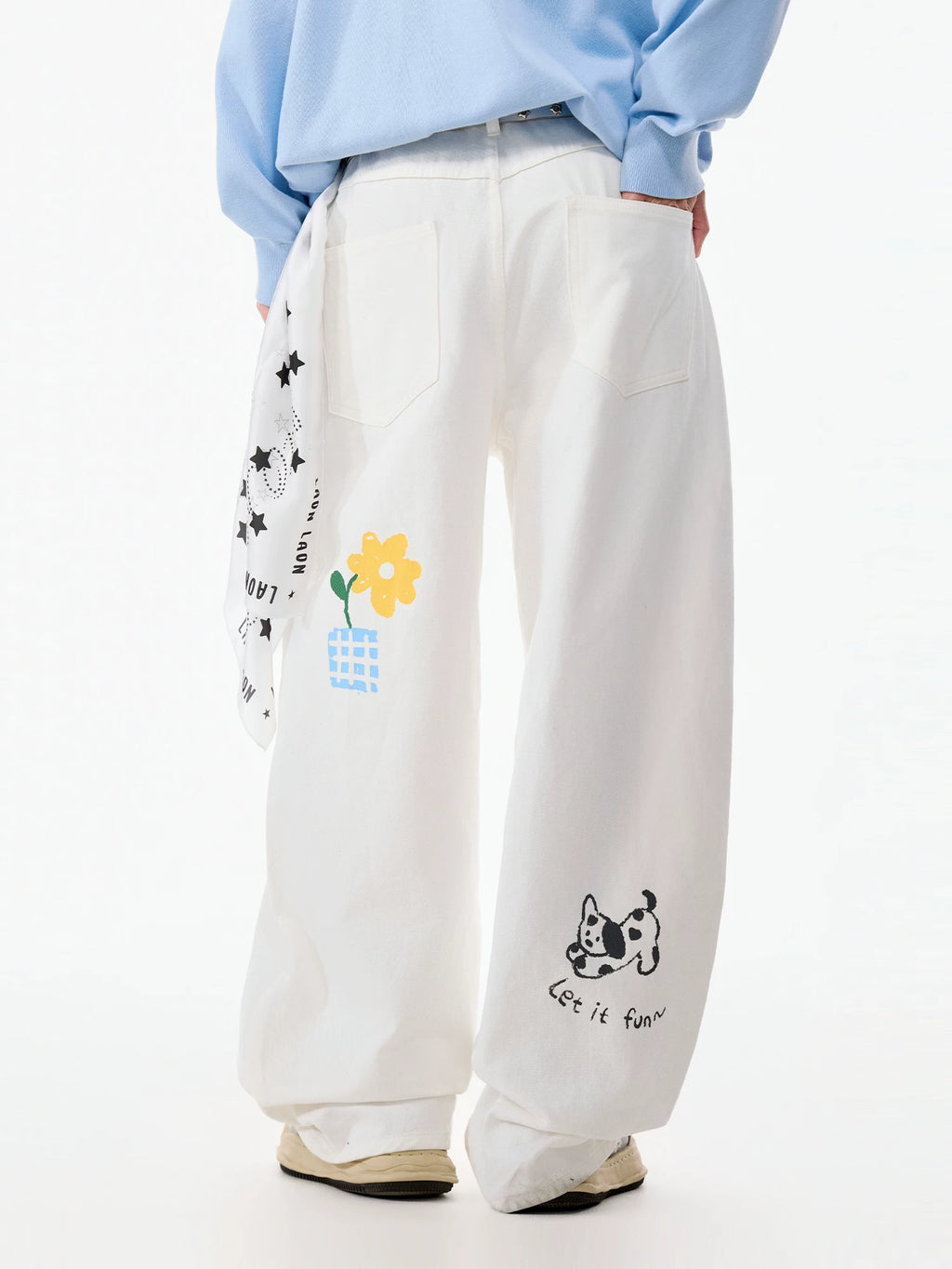 LAMLICKA white spotted dog wide-leg pants, product image 2