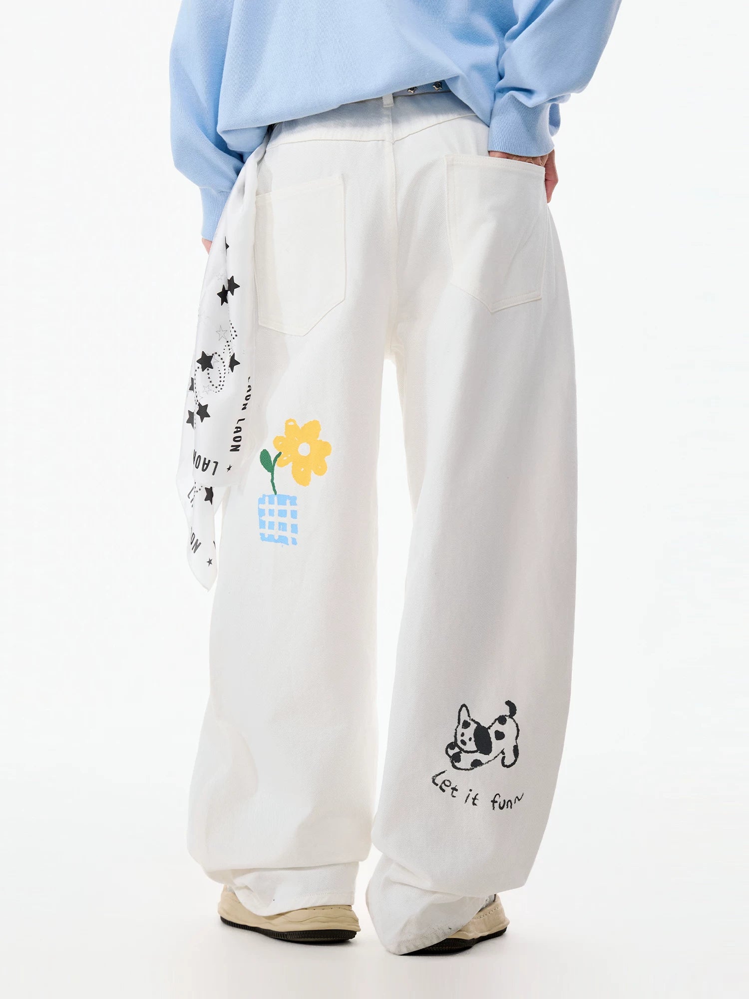 LAMLICKA white spotted dog wide-leg pants, product image 2