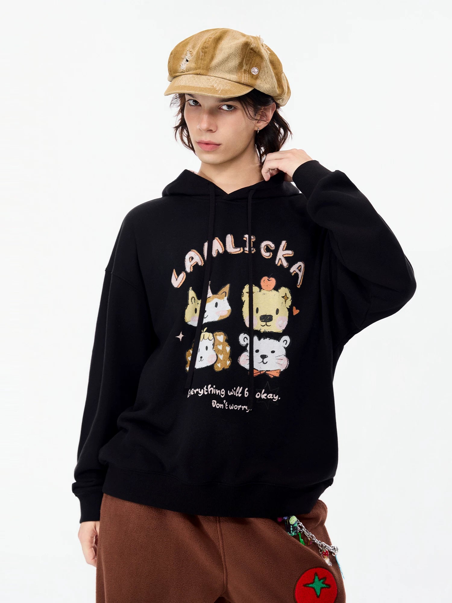 LAMLICKA Cute Print Oversized Hoodie Unisex Heavyweight Streetwear Sweatshirt - LAMLICKA