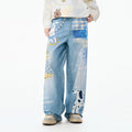 LAMLICKA vintage blue faux-denim wide-leg pants, product image 7