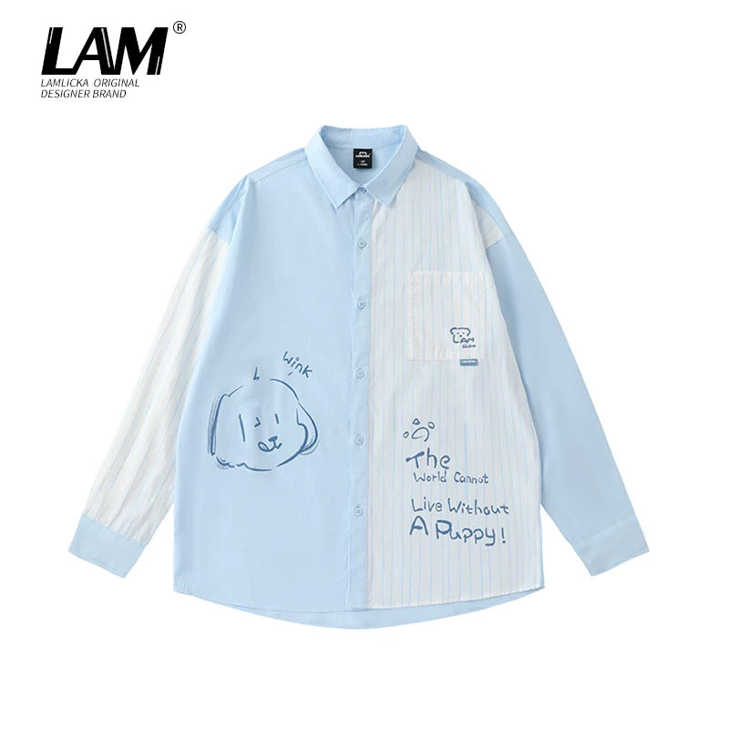 LAMLICKA Faux Two-Piece Long Sleeve T-Shirt