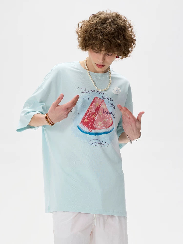 LAMLICKA Fun watermelon print short - sleeved t - shirt - LAMLICKA