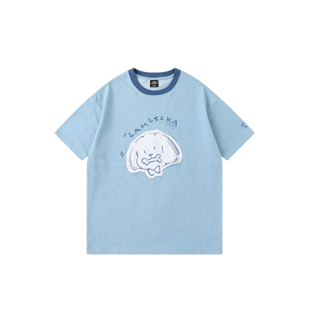 LAMLICKA Dog Patch T - Shirt: Stylish Comfort for Dog Lovers - LAMLICKA - 蓝色 - 2XL 适合170 - 190斤 - 5889520307642