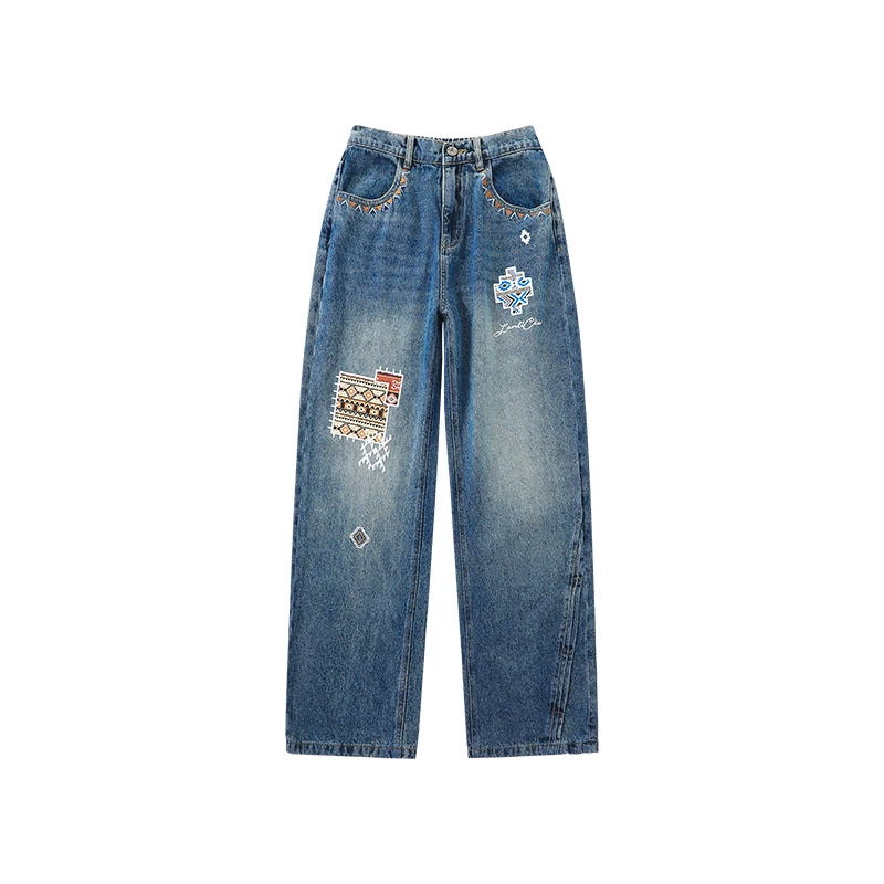 LAMLICKA Unique Hand - Painted Blue Denim Jacket - Elevate Your Autumn Style - LAMLICKA - 蓝色 - 2XL 175 - 200斤 - 6117465356068