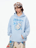 LAMLICKA Embroidered Cat Heavyweight Hoodie Unisex Oversized Pullover Streetwear Sweatshirt - LAMLICKA - Blue - 2XL