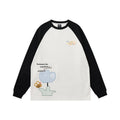 Lamlicka Floral Bee Embroidery Raglan Long Sleeve Tee Unisex Relaxed - Tops - LAMLICKA - White - 2XL