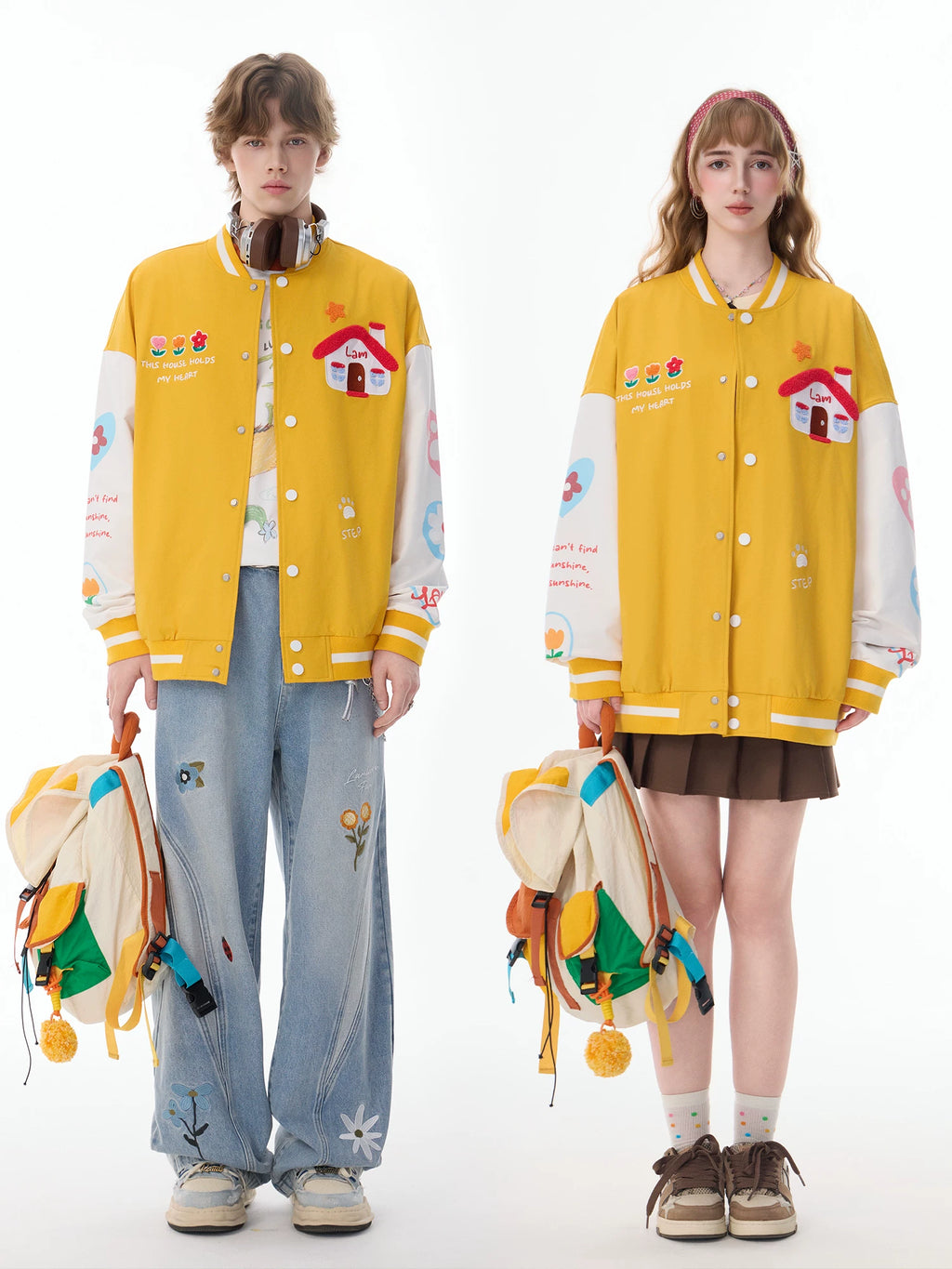 Lamlicka color block embroidered american baseball jacket - men's spring/autumn casual streetwear oversized stand collar flight jacket - LAMLICKA