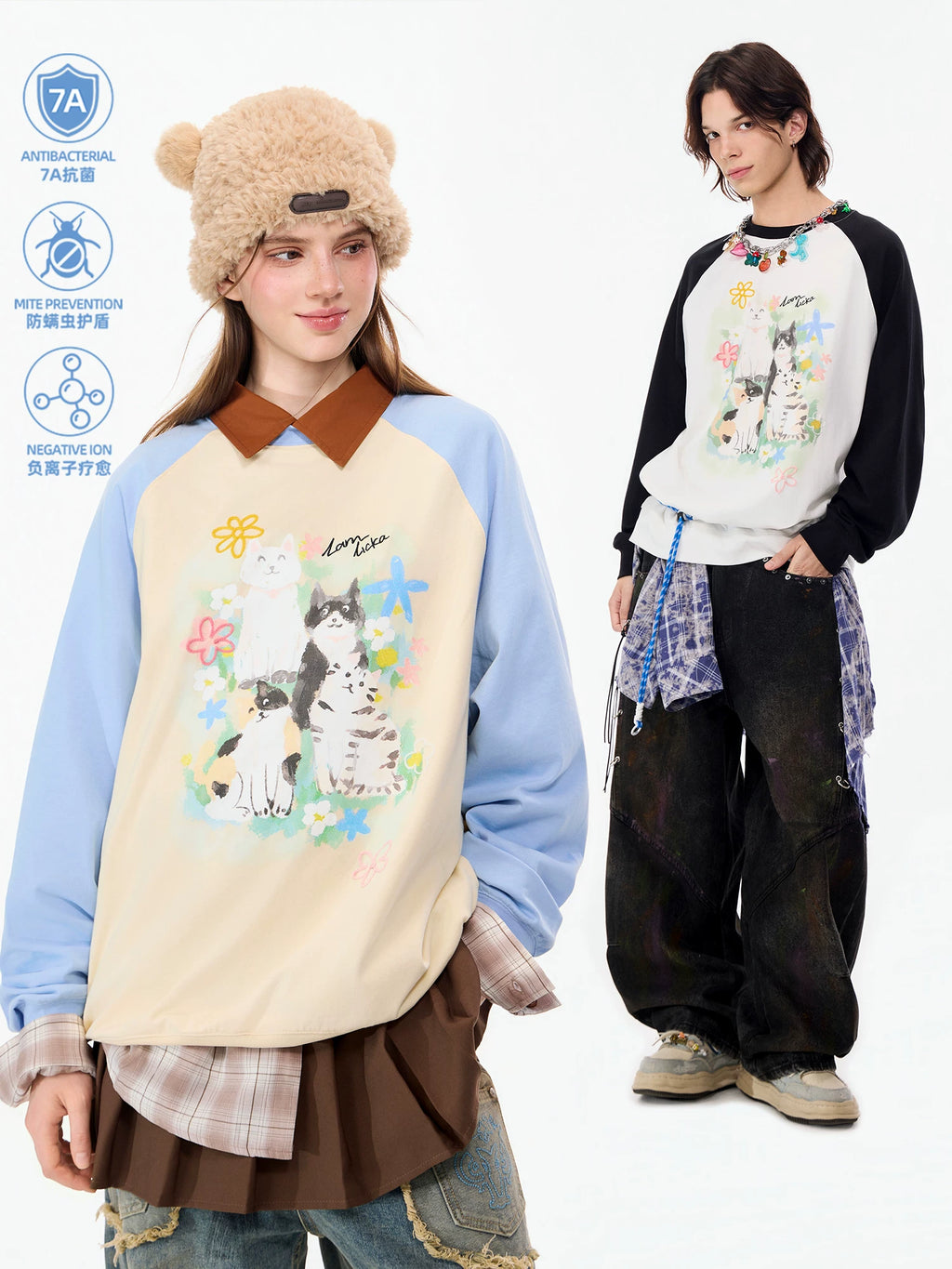 Lamlicka Cozy Cat Print Cotton Sweatshirt for Men - Fall Fashion Forward - LAMLICKA