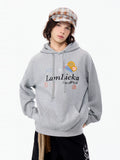 LAMLICKA American Style Embroidered Letter Hoodie – Heavyweight Oversized Streetwear Sweatshirt for Men & Women, Grey - LAMLICKA