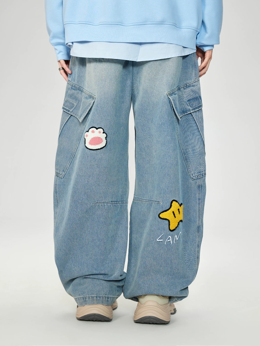 LAMLICKA Wide-Leg Denim Pants | American Streetwear Baggy Jeans