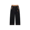 LAMLICKA Ethnic Style Black Wide - Leg Trousers – Relaxed Fit Colorblock Casual Pants for Men, Drape Straight - Cut - LAMLICKA
