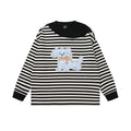 Lamlicka puppy black and white striped pullover crewneck sweatshirt - men's spring/autumn design, color block, loose fit, long sleeve top - LAMLICKA - Black and white - 2xl fits 87.5 - 100kg - 6182815946683