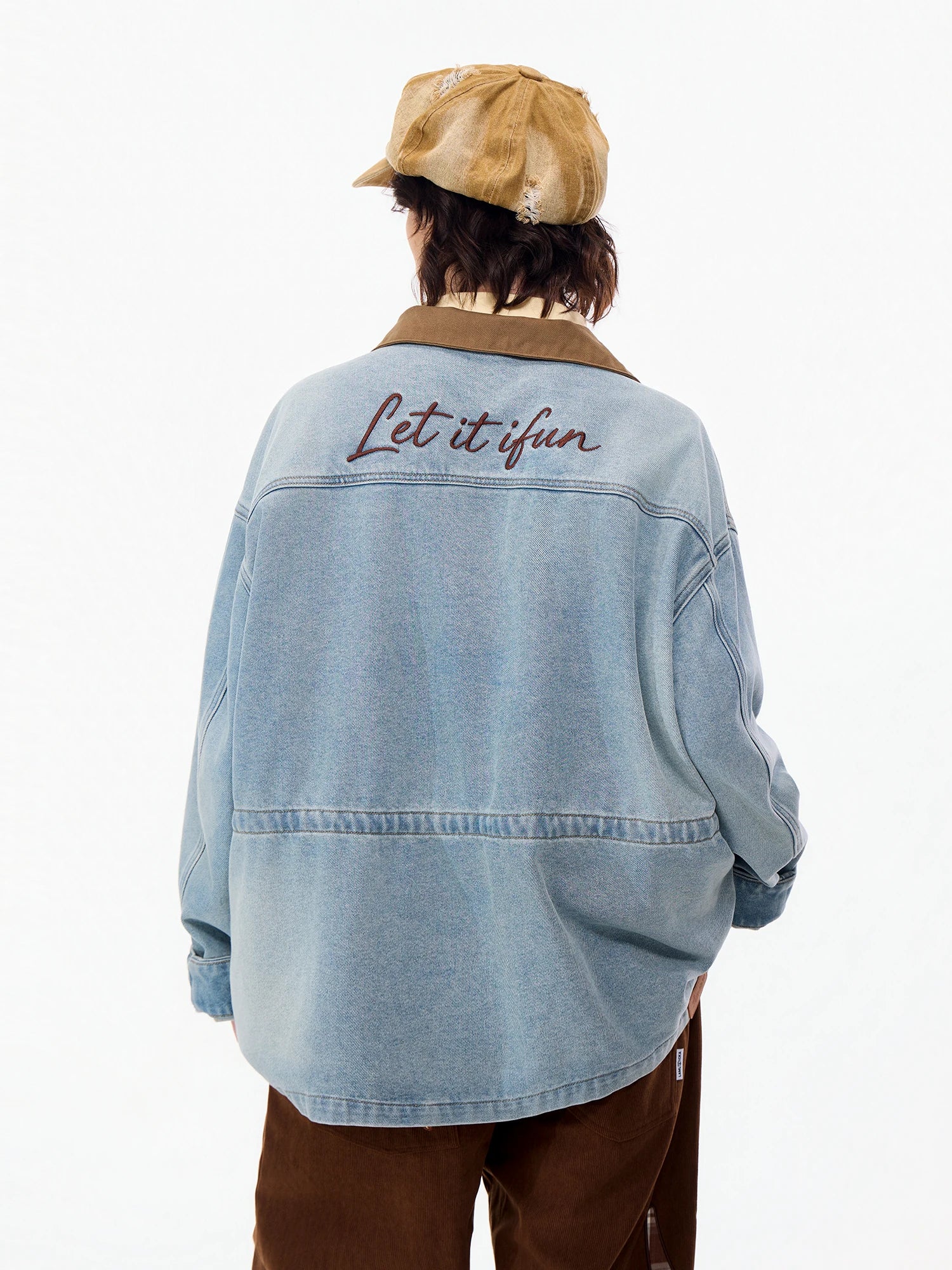 LAMLICKA blue embroidered denim workwear jacket, product image 3