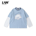 LAMLICKA Faux Two-Piece Long Sleeve T-Shirt