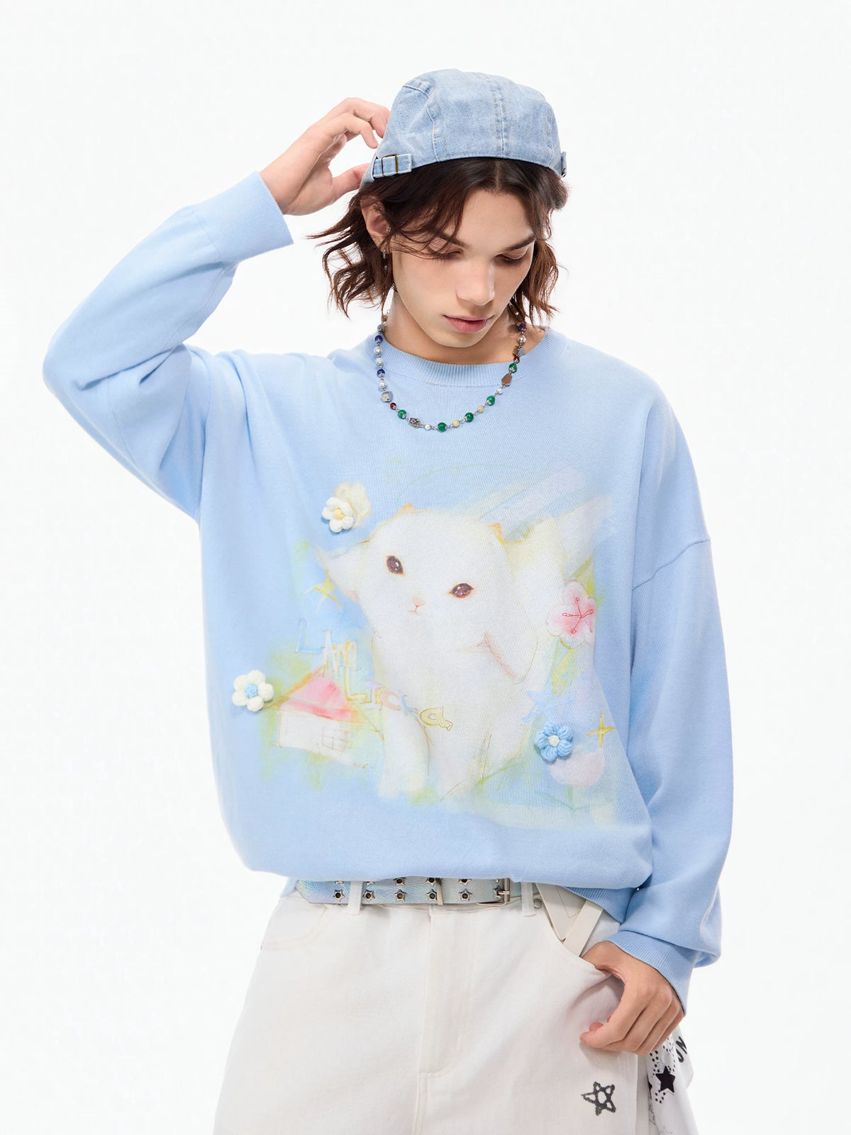 LAMLICKA sheep print relaxed-fit crewneck sweater, product image 2