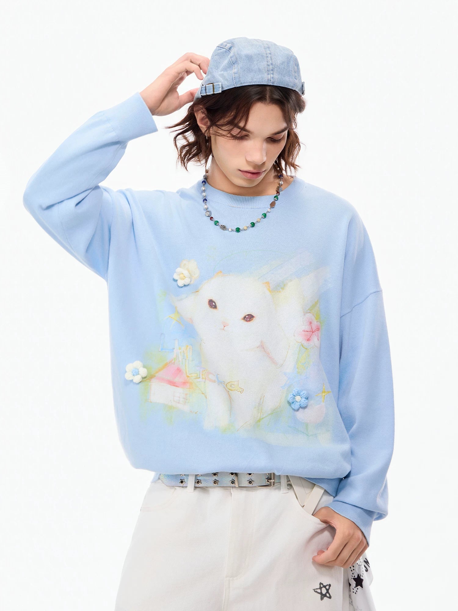 LAMLICKA sheep print relaxed-fit crewneck sweater, product image 2