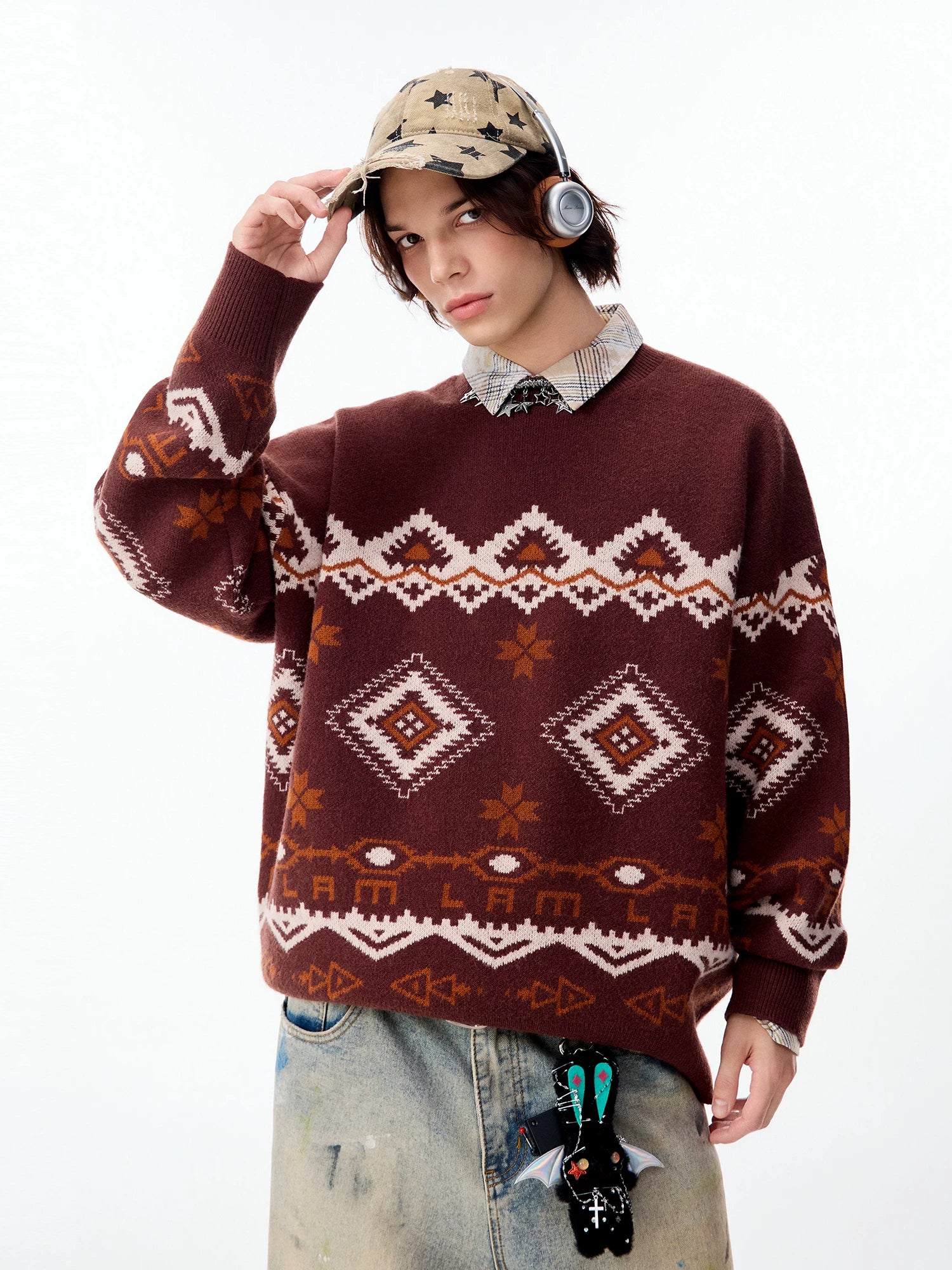 LAMLICKA Fair Isle jacquard crewneck sweater, product image 2