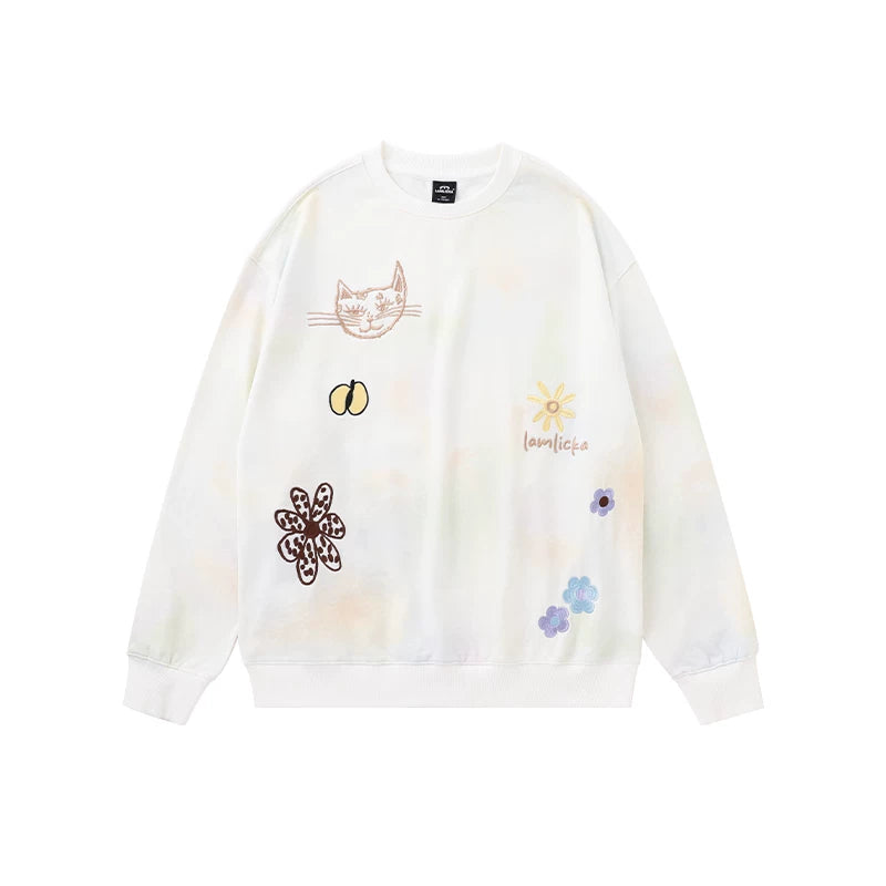 LAMLICKA white embroidered dip-dye crewneck sweatshirt, product image 7