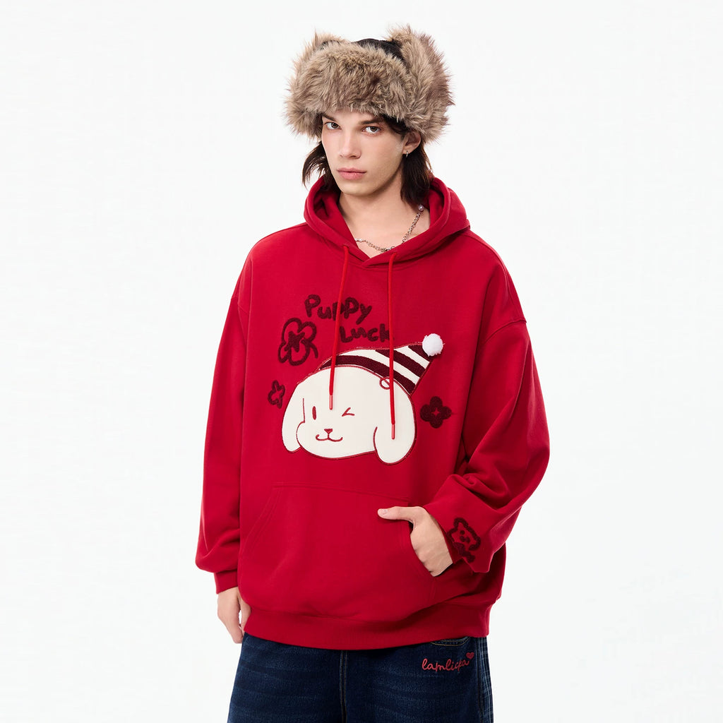 LAMLICKA red embroidered dog pullover hoodie, product image 7