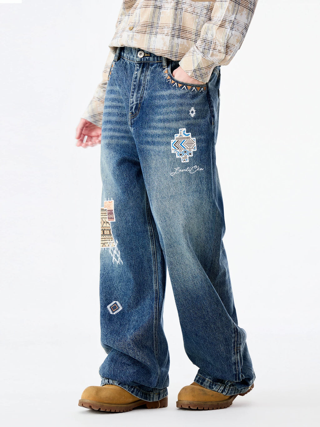 LAMLICKA Unique Hand - Painted Blue Denim Jacket - Elevate Your Autumn Style - LAMLICKA