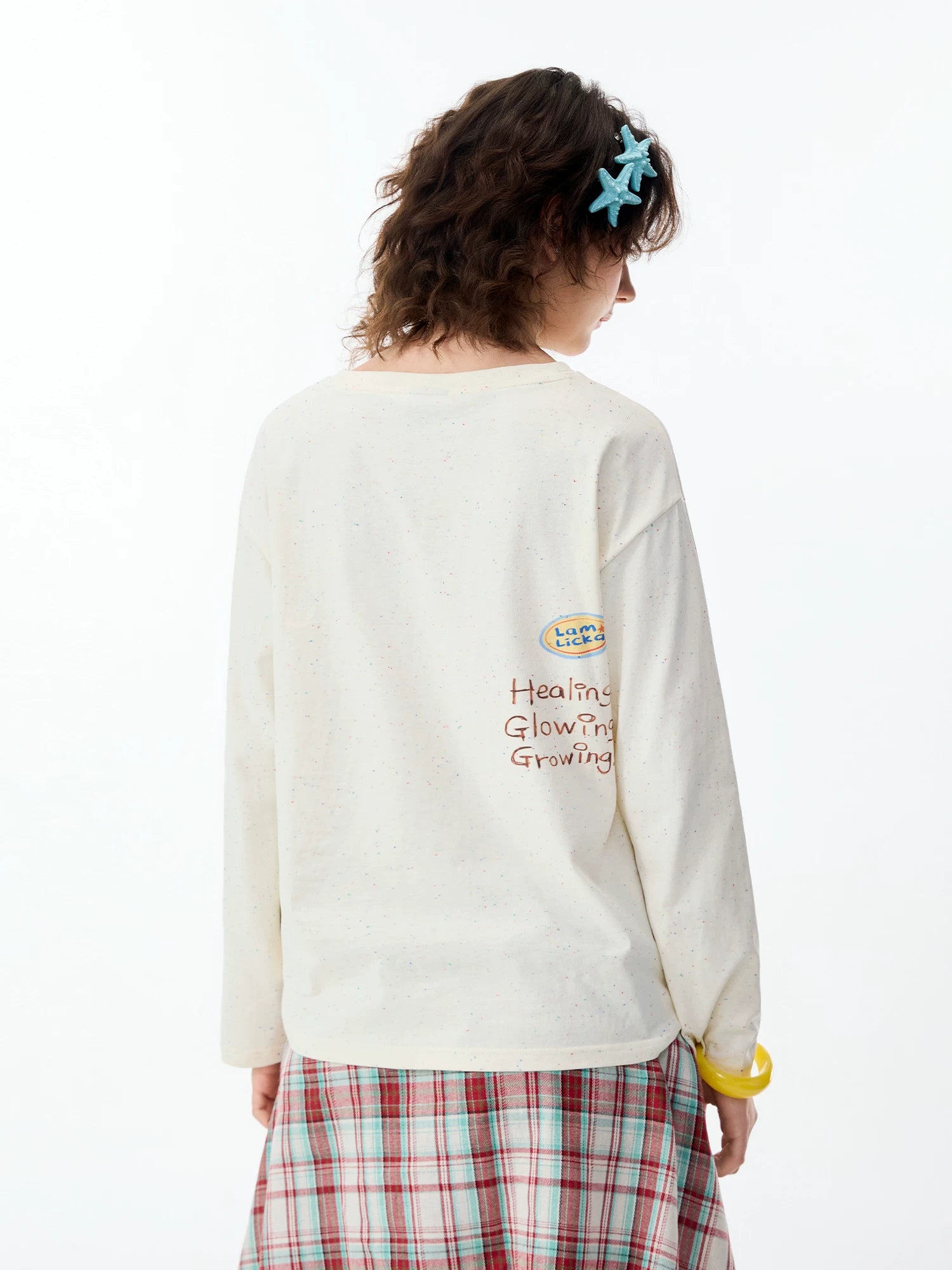 Lamlicka Dopamine Fruit Print Long Sleeve Cotton Tee - Tops - LAMLICKA