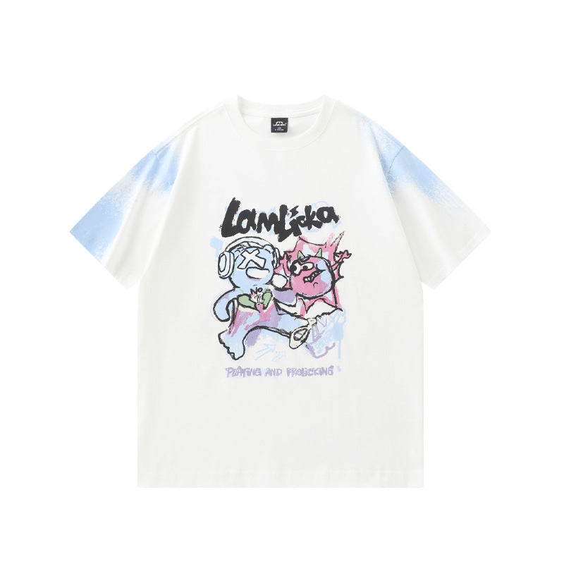Lamlicka Stylish Cartoon Monster Graphic T - Shirt for Casual Summer Vibes - LAMLICKA