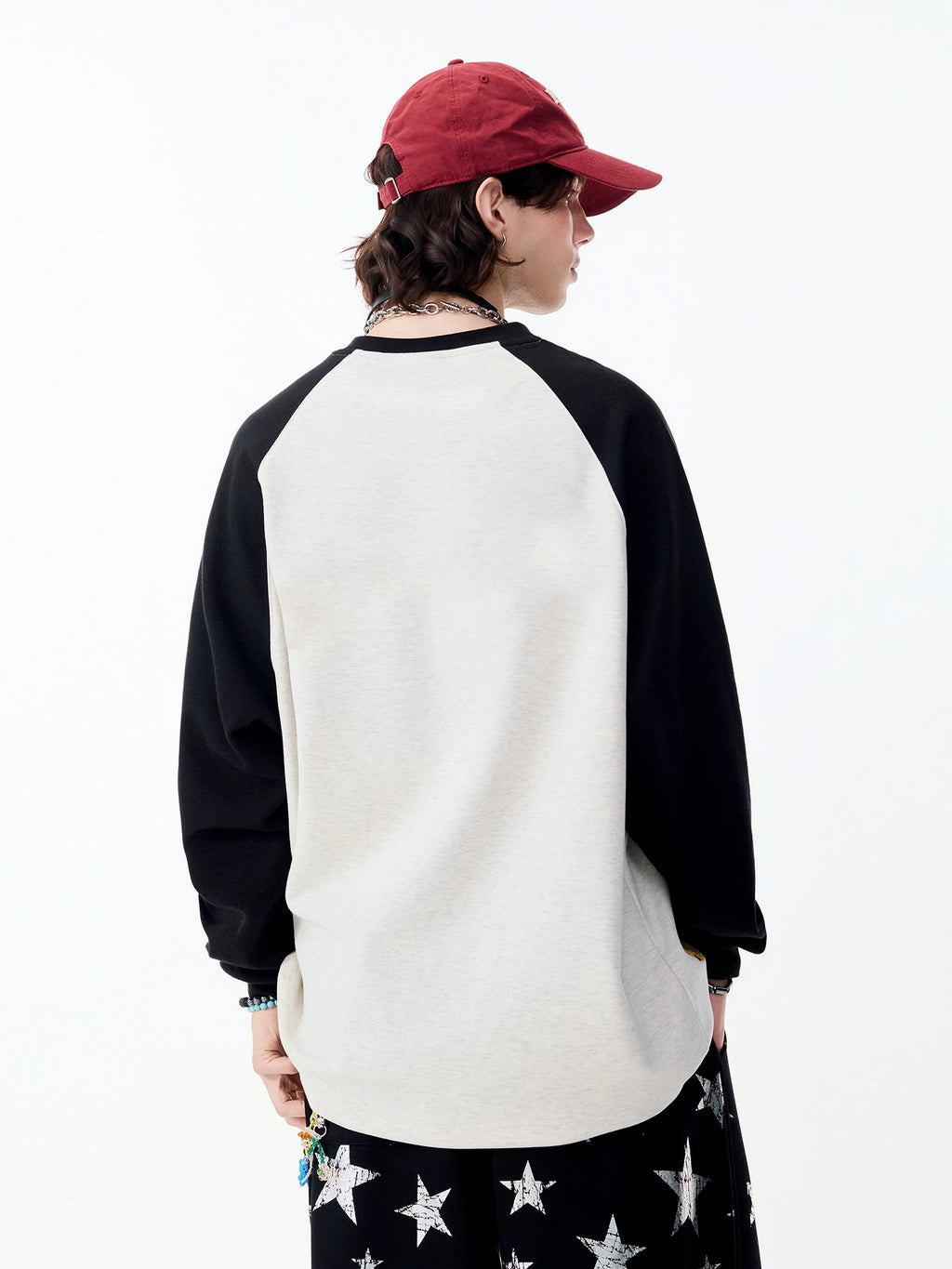 Lamlicka Floral Bee Embroidery Raglan Long Sleeve Tee Unisex Relaxed - Tops - LAMLICKA