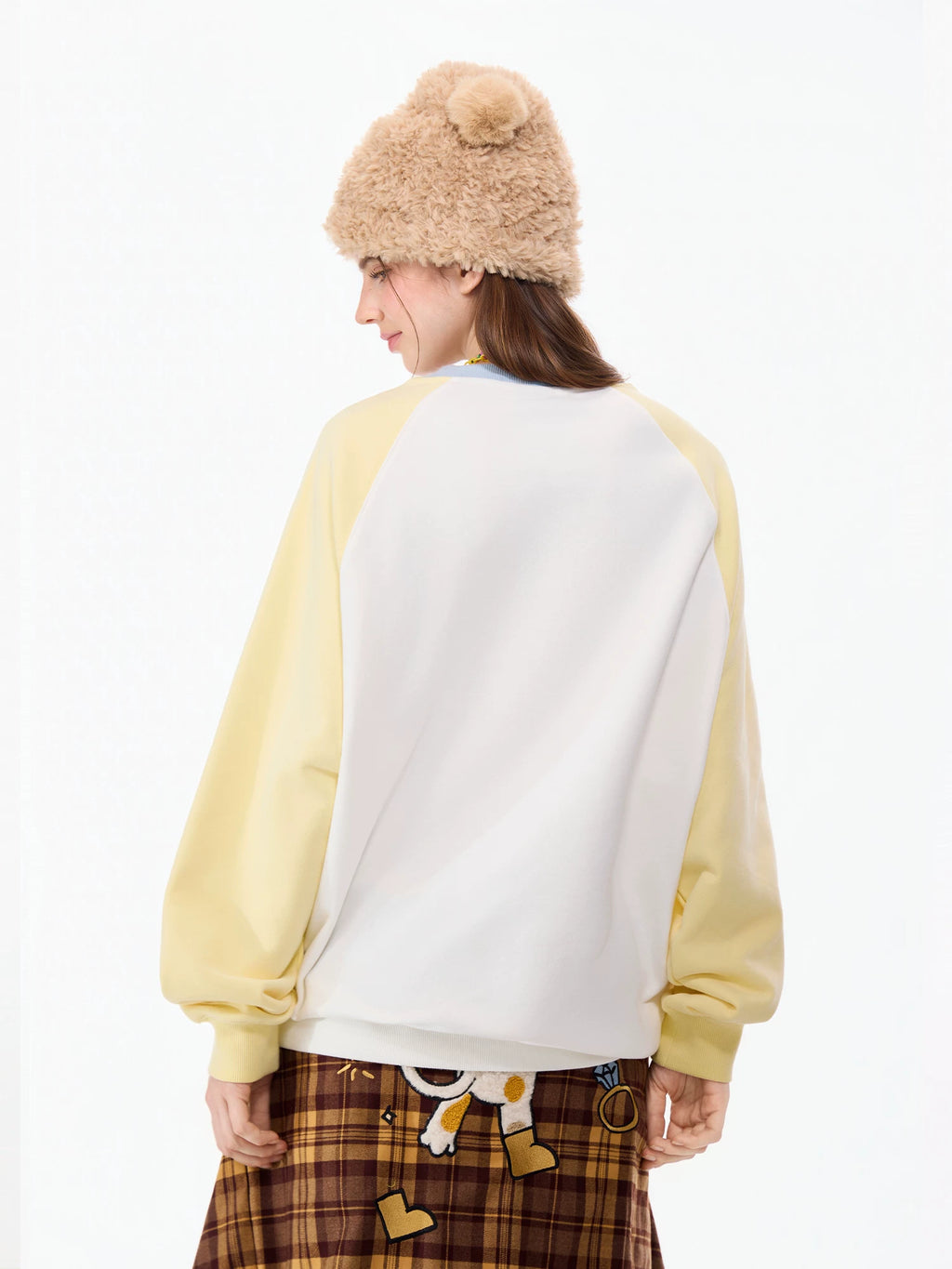 LAMLICKA white embroidered color-block crewneck sweatshirt, product image 3