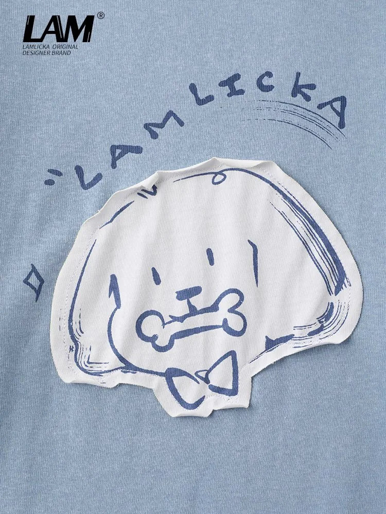 LAMLICKA Faux Two-Piece Long Sleeve T-Shirt