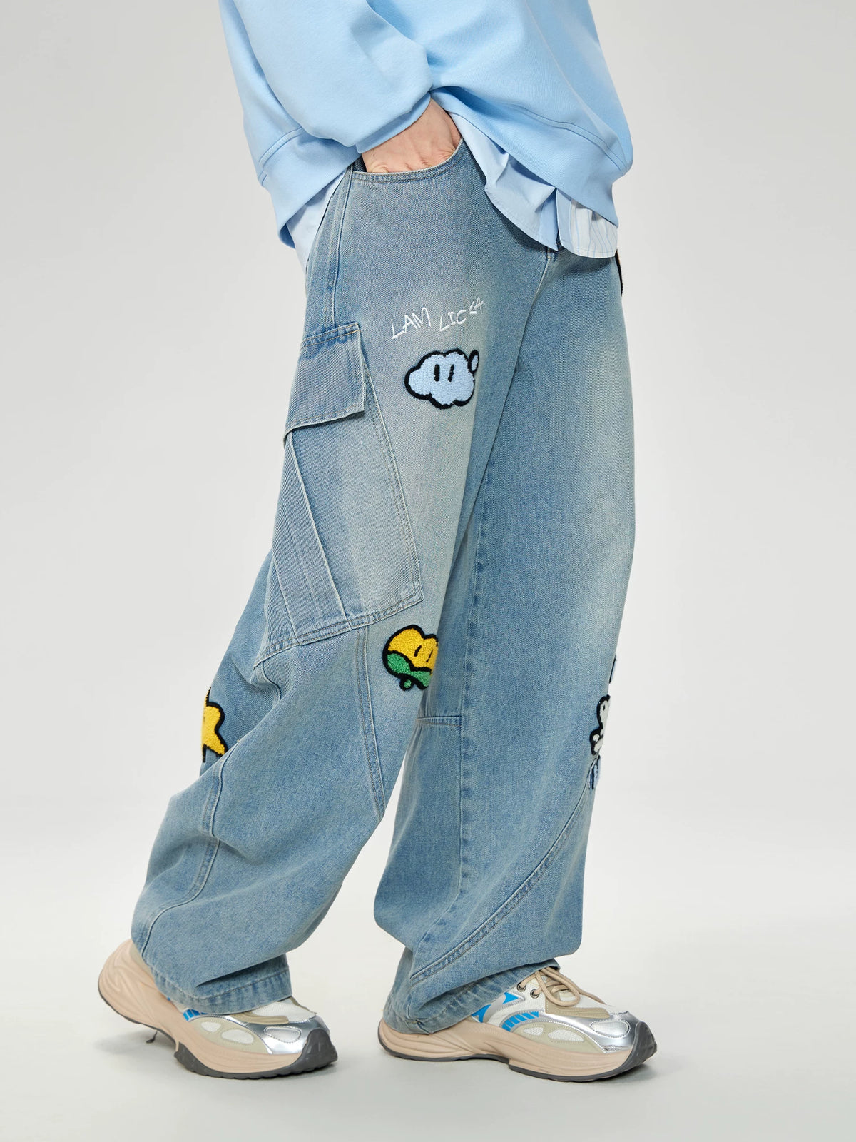 Cargo Pocket Wide-Leg Jeans – LAMLICKA, view 4