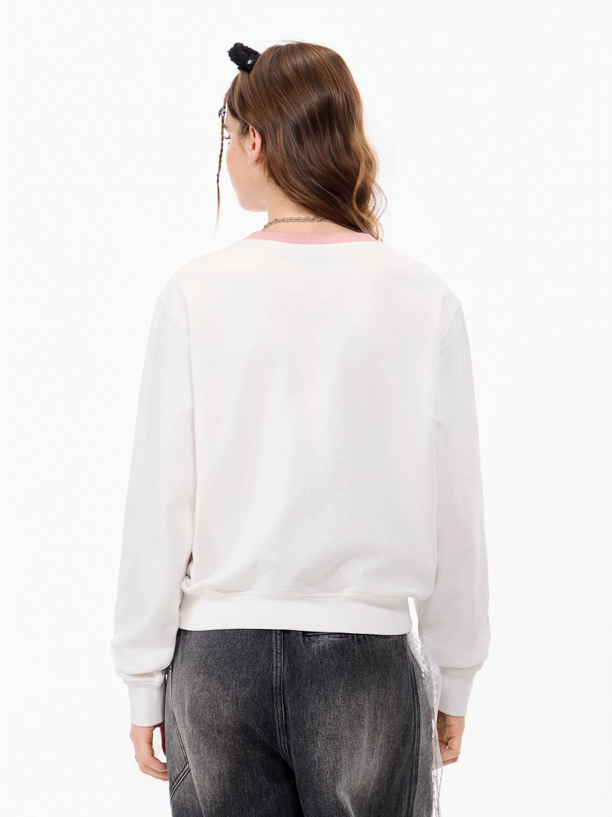 Lamlicka White Relaxed-Fit Crewneck Sweatshirt – LAMLICKA, view 2