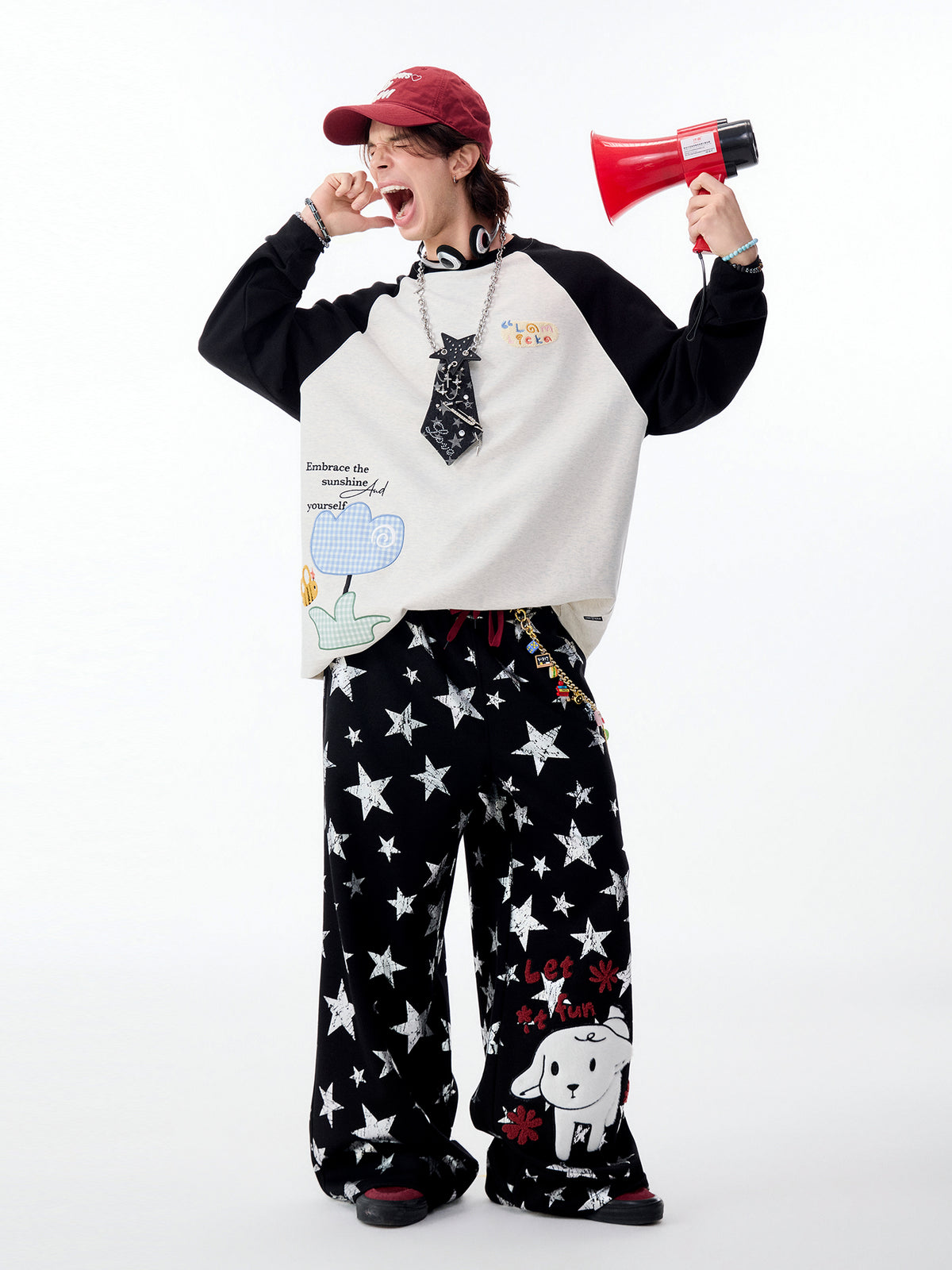 Star Print Dog Graphic Wide-Leg Pants – LAMLICKA